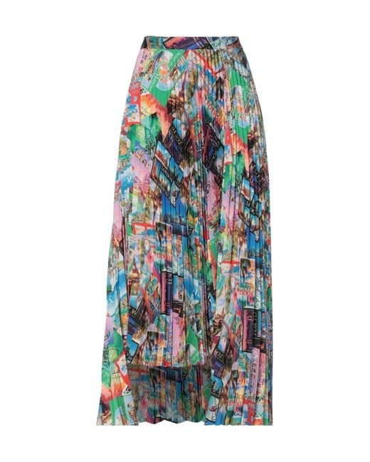 Balenciaga Blue Printed Pleated Skirt