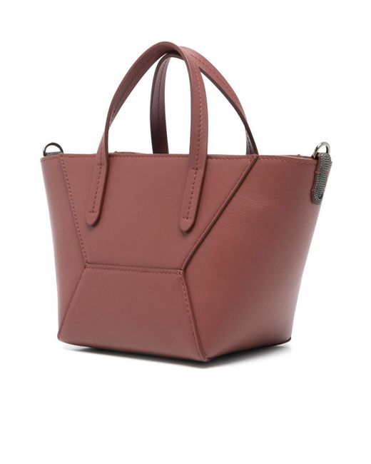 Brunello Cucinelli Red Micro Top Handle Tote Bag