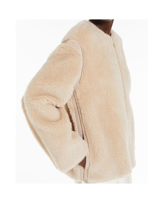 Max Mara Natural Zip-Up Crewneck Jacket