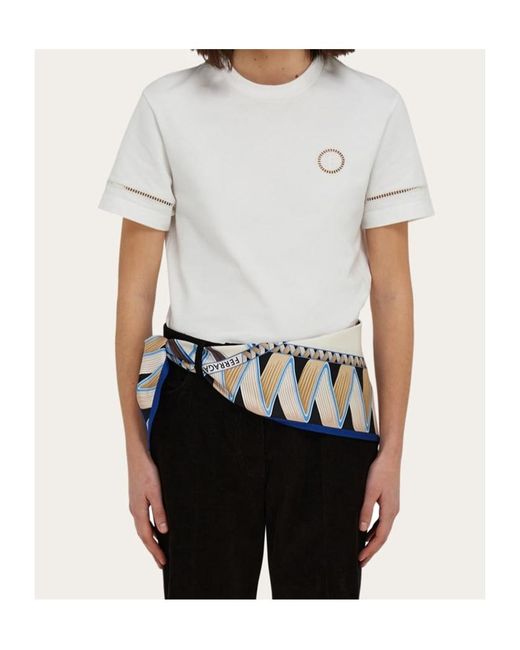 Ferragamo White Giada Triangle Scarf