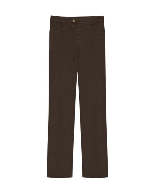 Saint Laurent Brown Mid-Rise Straight Leg Pants