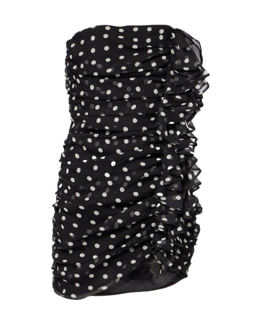 Nina Ricci Black Polka-Dot Silk Chiffon Minidress