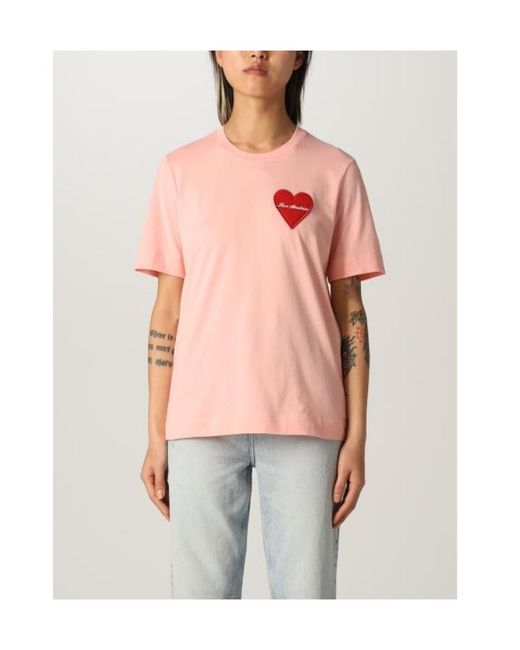 Moschino Pink Logo-Patch Cotton T-Shirt