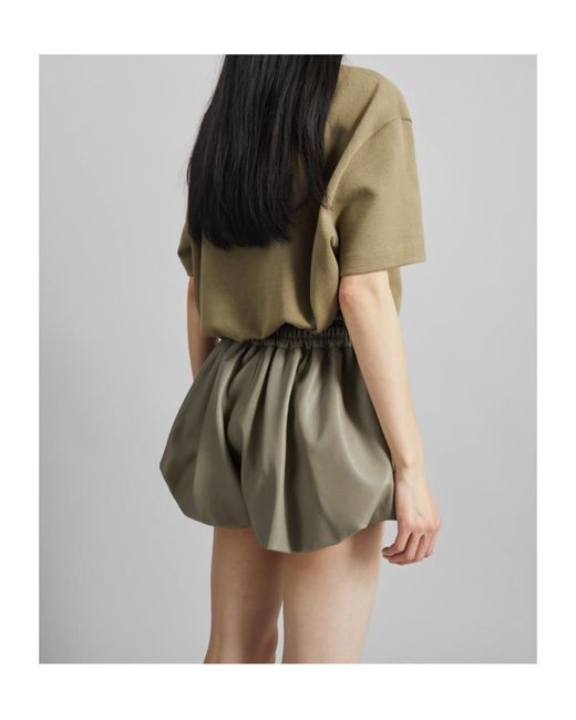 Frankie Shop Green Alina Faux Leather Bubble Hem Shorts