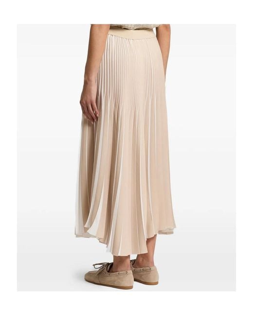 Peserico Natural Two-Tone Pleated Skirt