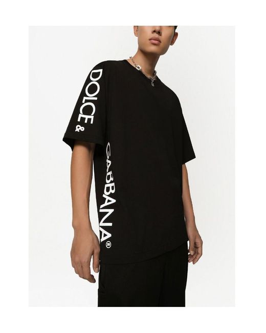 Dolce & Gabbana Black Logo Printed Crewneck T-Shirt for men
