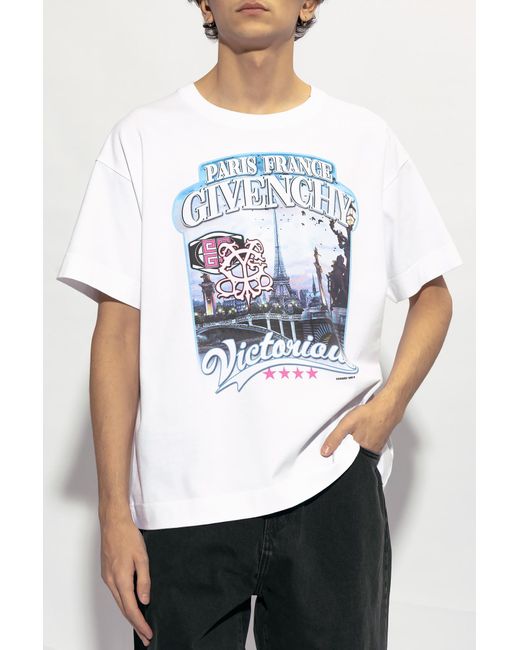 Givenchy White Graphic Printed Crewneck T-Shirt for men