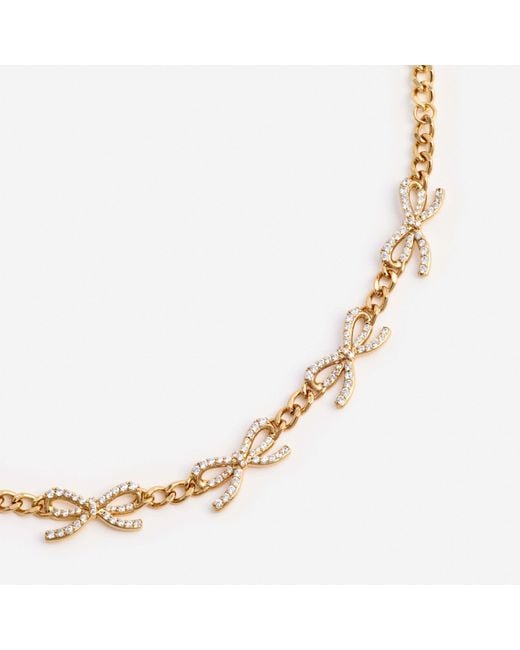 Self-Portrait Metallic Bow Embellished Chain-Linked Bracelet