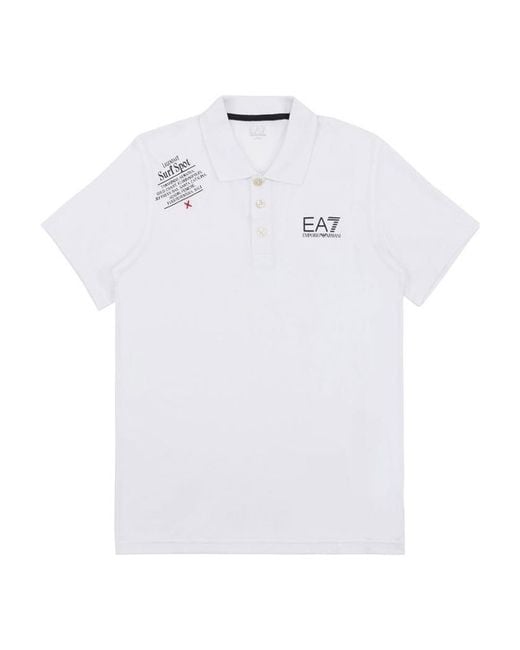 EA7 White Logo Printed Polo Shirt for men