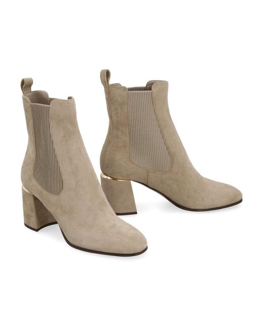 Jimmy Choo White Round Head High-Heeled Short Boots