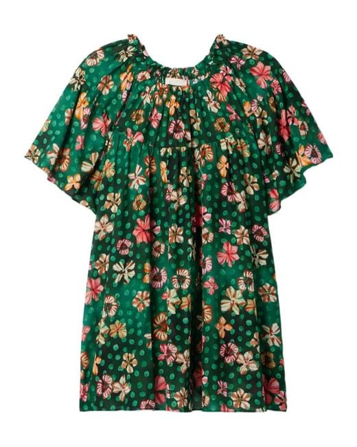 Ulla Johnson Green Printed Mini Dress