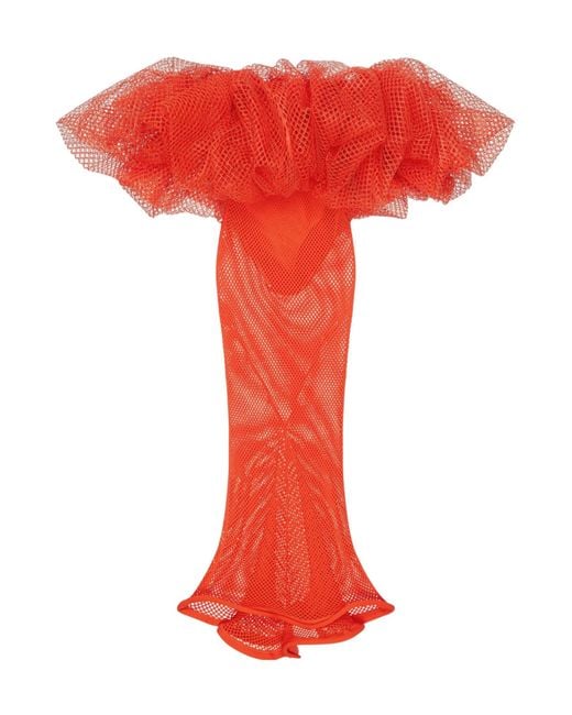 Givenchy Red Long Ruffled Dress