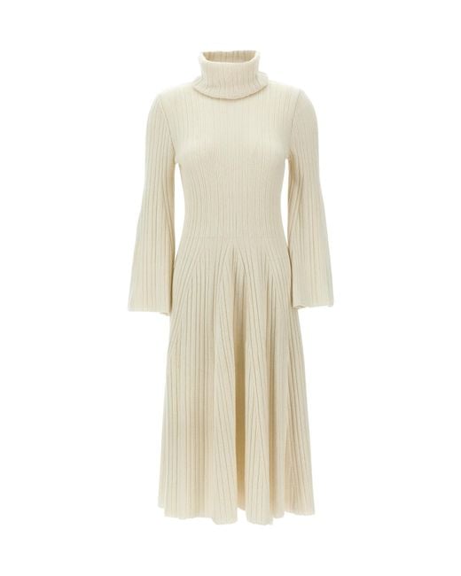 Antonino Valenti Natural Ludmilla Ribbed Knit Dress