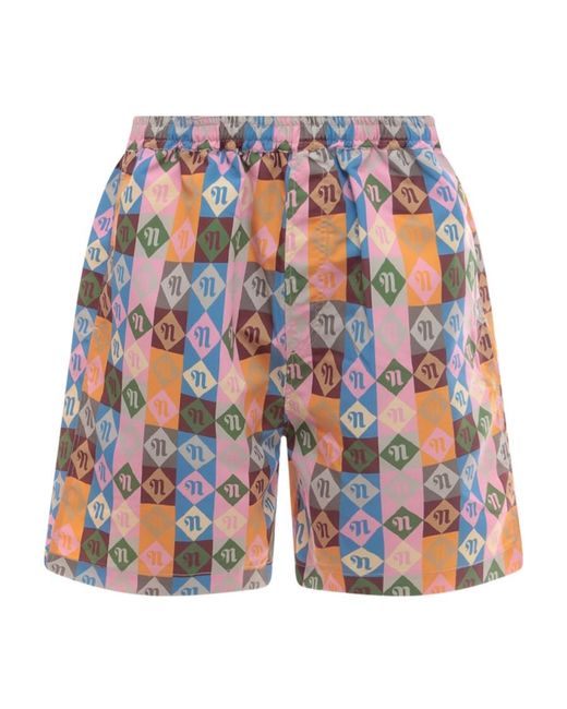 Nanushka Multicolor Logo-Print Swim Shorts for men