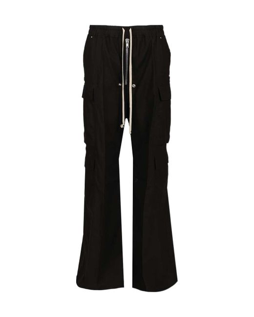Rick Owens Black Zip Detailed Drawstring Trousers for men
