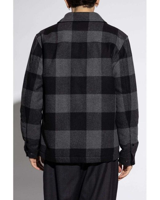 Woolrich Black Check-Pattern Wool Shirt for men