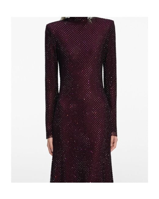 Self-Portrait Purple Long Sleeved Embellishd Dress