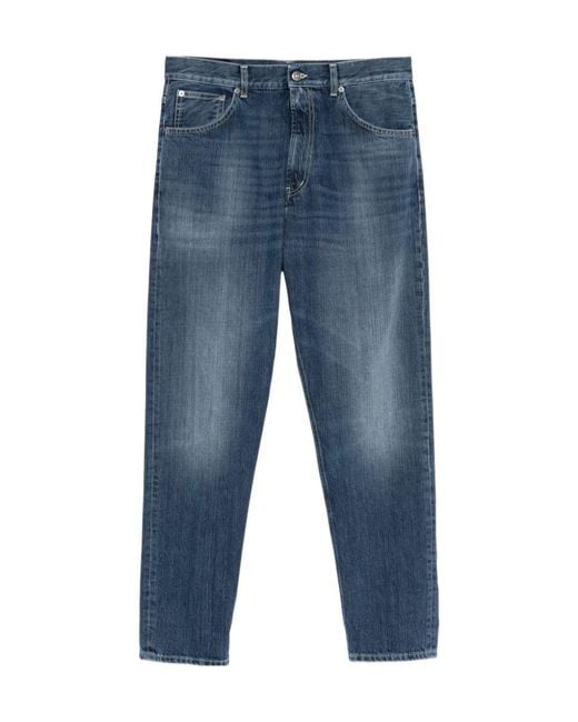 Dondup Blue Cuffed Straight-Leg Jeans for men