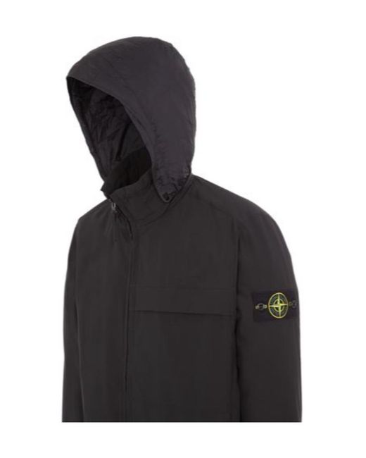 Stone Island Black Logo-Patch Zip-Up Jacket for men