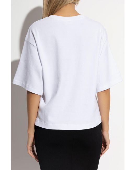 Dolce & Gabbana White Logo Embroidered Crewneck T-Shirt