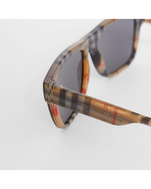 Burberry Multicolor Check Rectangular Sunglasses for men