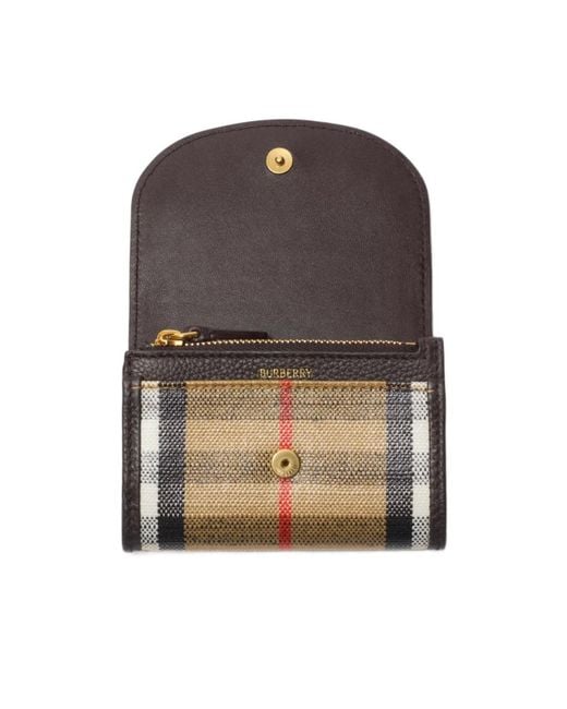 Burberry White Highlands Check Tri-Fold Wallet