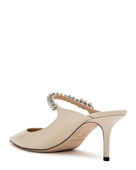 Jimmy Choo White Bing 65 Patent Leather Mules