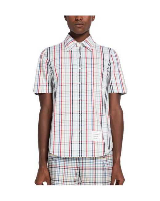 Thom Browne White Checkered Short-Sleeve Shirt for men