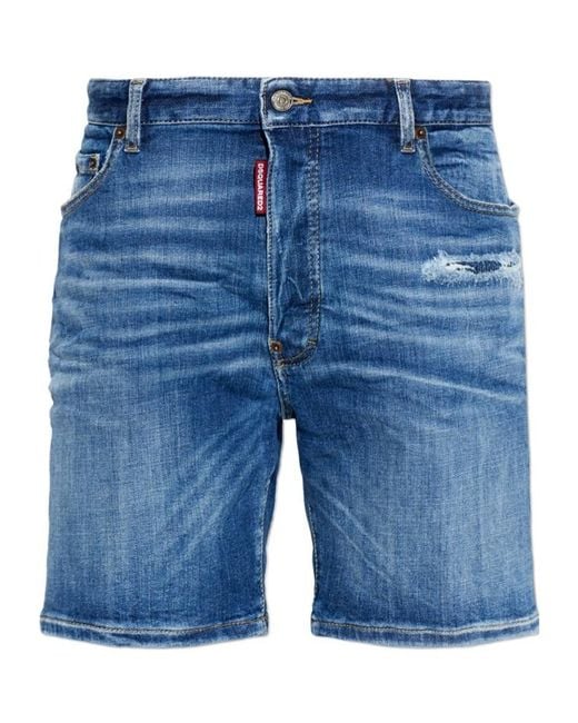DSquared² Blue Distressed Denim Shorts for men