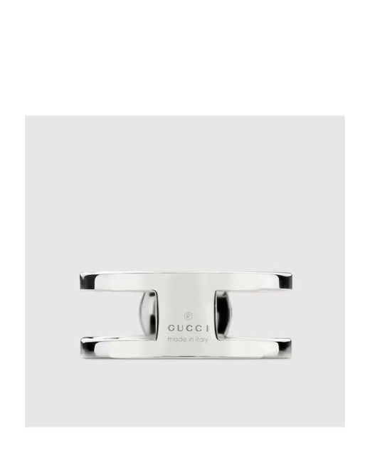 Gucci White Interlocking Wide Ring for men