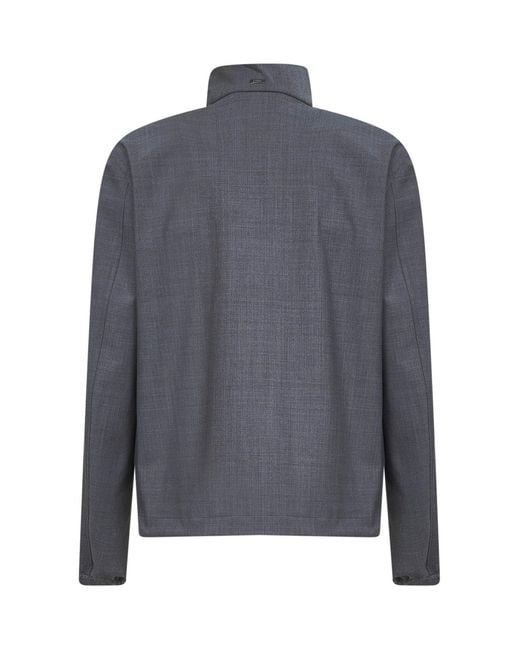 Herno Gray High Neck Zip-Up Jacket for men