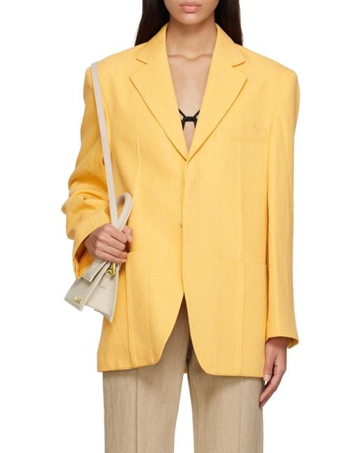Jacquemus Yellow La Veste D'Homme Linen Blend Blazer