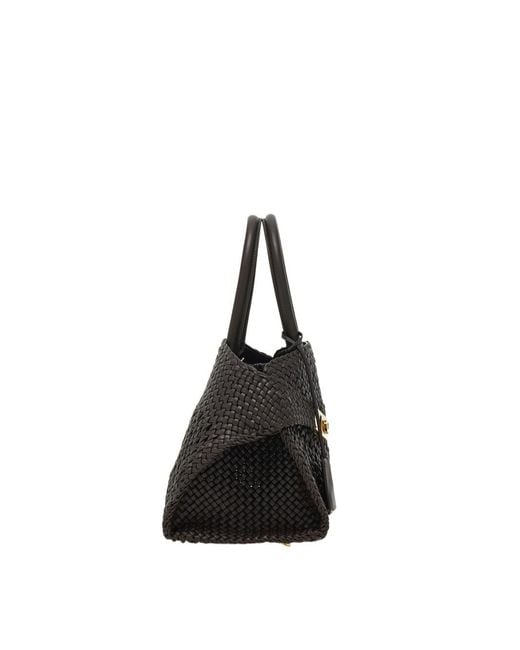 Ferragamo Black Ferragamo Hug Small Woven Tote Bag