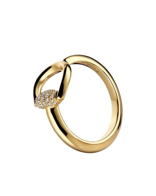 Gucci Metallic Horsebit Diamond 18K Open Ring