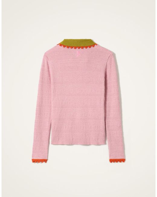 LaDoubleJ Pink Picket Polo Jumper