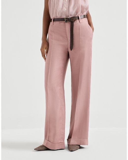 Brunello Cucinelli Pink Diagonal Flared Trousers