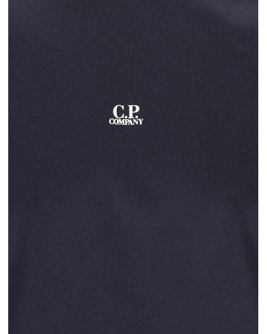 C P Company Blue Logo Printed Crewneck T-Shirt for men
