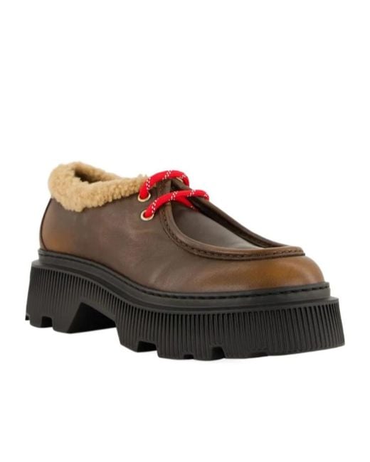Santoni Brown Leather Derby Shoes
