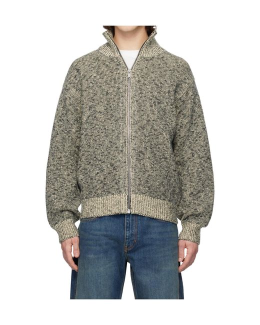 Jil Sander Gray Long-Sleeved Wool Blend Sweater for men