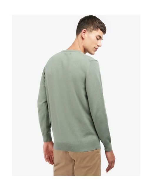 Barbour Green Pima Crewneck Jumper for men