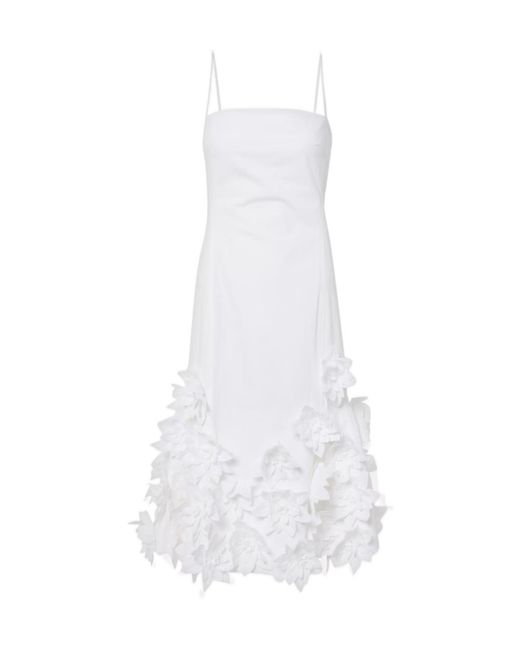 Jonathan Simkhai White Bella Floral-Appliqué Cotton Midi Dress