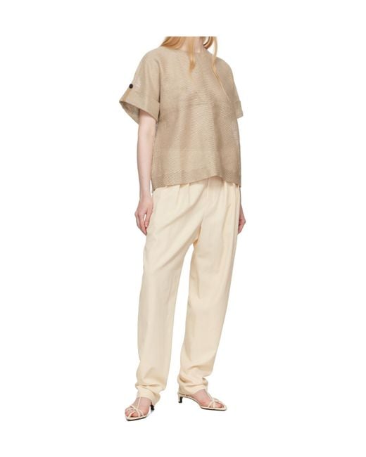 Issey Miyake Natural Papyrus Short Sleeve Top