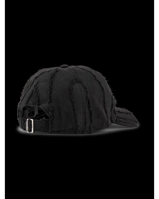 MSGM Black Ripped Detailed Logo Embroidered Baseball Cap for men
