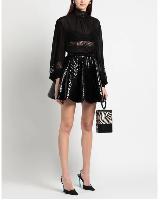 Dolce & Gabbana Black Solid Color Stand Collar Long Sleeve Top