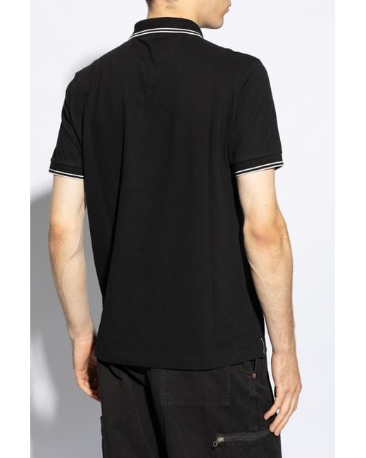 Stone Island Black Logo Patch Short Sleeved Polo Shirt for men