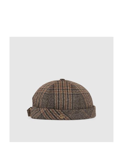 Gucci Brown Check Cotton Double G Hat for men