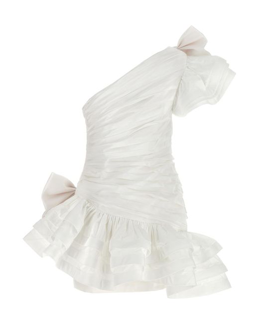 Alessandra Rich White Ruffle Dress