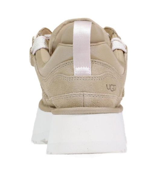 Ugg Natural Astromel Logo Debossed Lace-Up Sneakers