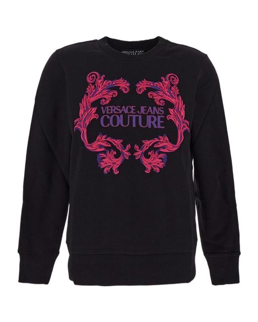 Versace Jeans Blue Barocco Logo-Print Cotton Sweatshirt