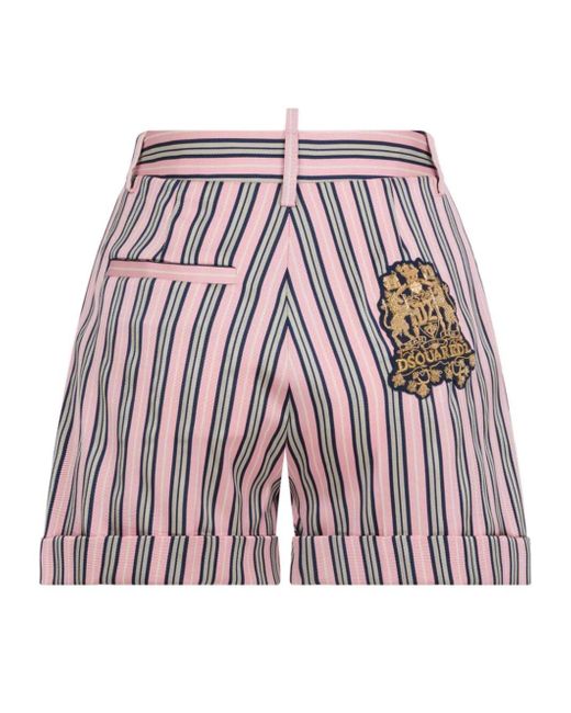 DSquared² Red High Wasit Striped Shorts
